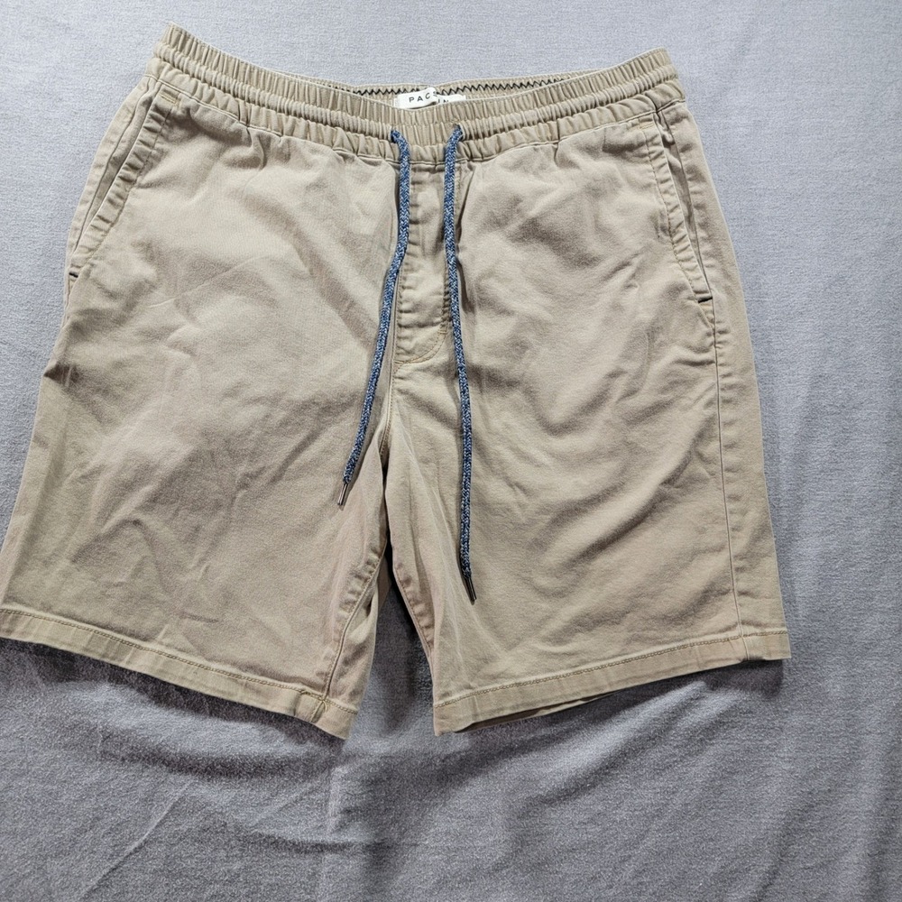 PacSun Volley Shorts‎ Mens Medium Khaki Tan Excellent Elastic Waist Drawstring